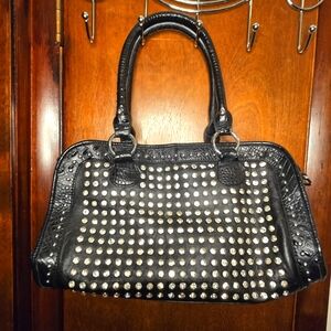 Black Rhinestone Purse with Shoulder Strap